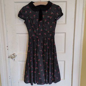 COPY - Hell Bunny cherry print keyhole a-line dress